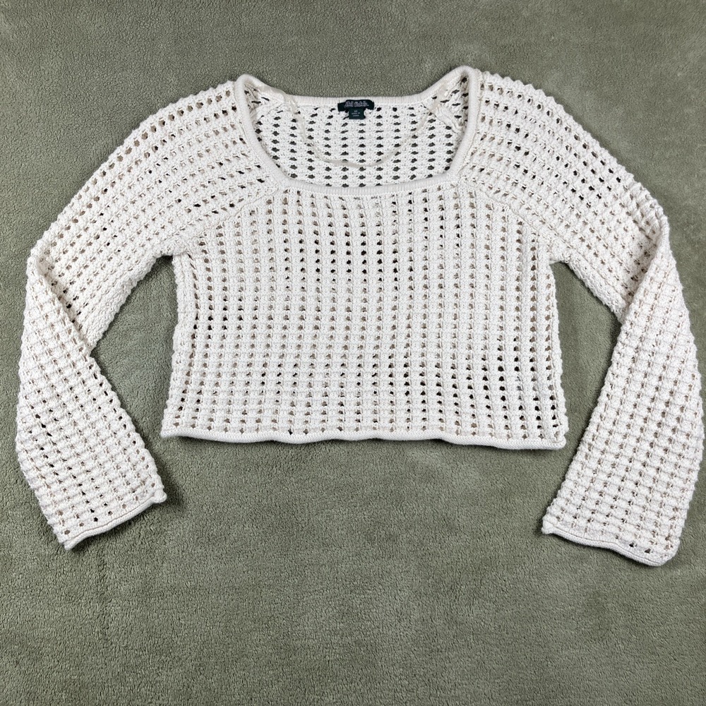 Wild Fable Crochet Knit Crop Top Womens XS White Open Weave Boho Festival Rave